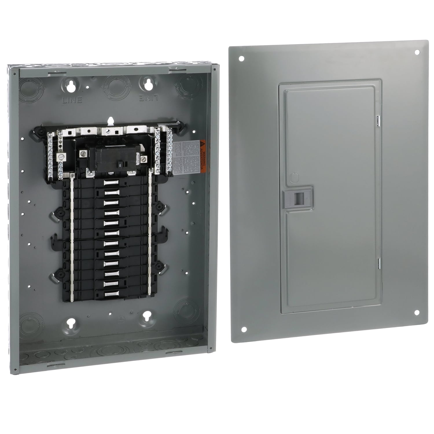 QO124M100PC 1-Phase Convertible Neutral Main Breaker Load Center With Combination Flush/Surface Cover, 120/240 V AC, 100 A, 1 Poles, 22 kA Interrupt