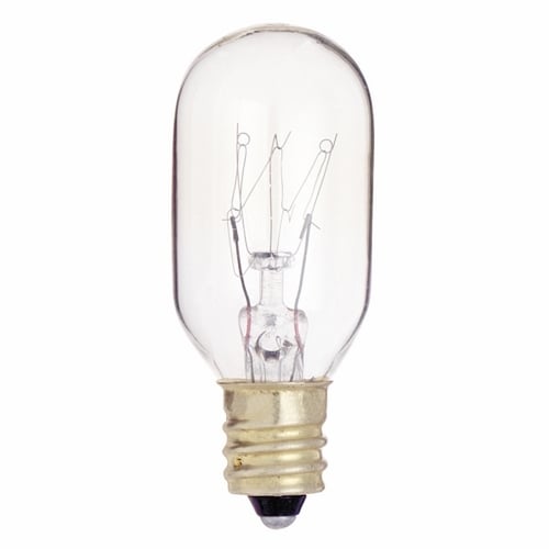 S3907 Dimmable Indicator and Sign Incandescent Lamp, 25 W, E12 Incandescent Lamp, T8 Shape, 190 Lumens Initial
