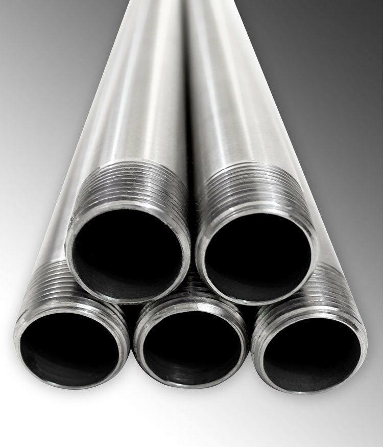 S42510CT00 Threaded End Rigid Metal Conduit With Coupling, 2-1/2 in Trade, 2.469 in ID x 2.469 in OD, 10 ft L, 304 Stainless Steel