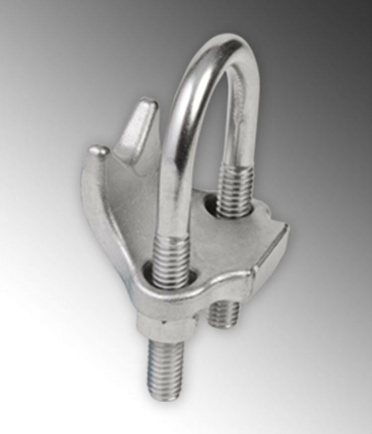 S60500RA00 2-Hole Right Angle Beam Clamp, 1/2 in Conduit, 0.27 in THK Flange, 316 Stainless Steel, Polished