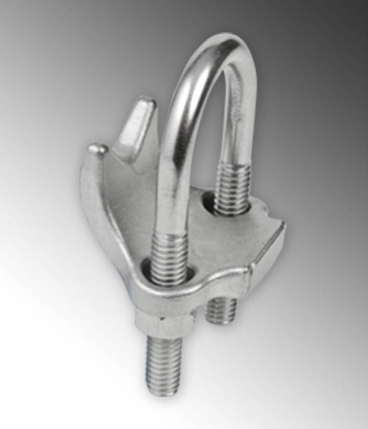S61000RA00 2-Hole Right Angle Beam Clamp, 1 in Conduit, 0.27 in THK, 316L Stainless Steel, Polished