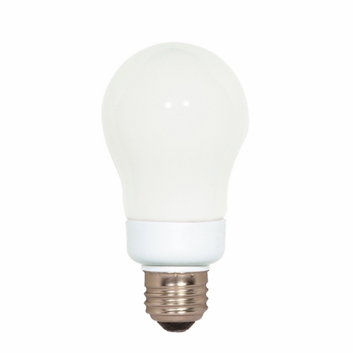 S7281 Type A Compact Fluorescent Lamp, 7 W, E26 Lamp, A19 Shape, 410 Lumens Initial