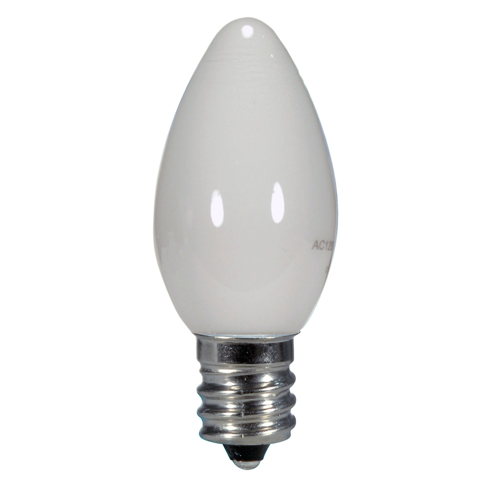 S9157 LED Specialty Lamp, 0.5 W, 15 W Incandescent Equivalent, E12 Lamp Base, C7 Shape, 120 V AC