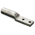 Aluminum Two-Hole NEMA Lugs - straight lug, 1/0 Solid, #2 AXSR, #2 - #1 Stranded, #1 Compressed - Compact.  Installing dies TU, 52, BG, 243, 5/8, CSA22, 620.  Length 5-3/16 inch.  Pad  1 inch wide x 3-1/8 inch long x 5/16 inch thick.  (2) 9/16 inch diameter holes on 1-3/4 inch center.  Barrel 1-1316 inch.  Oxide Inhibitor.  Red Cap.    Dual Rated for Aluminum and Copper Conductors