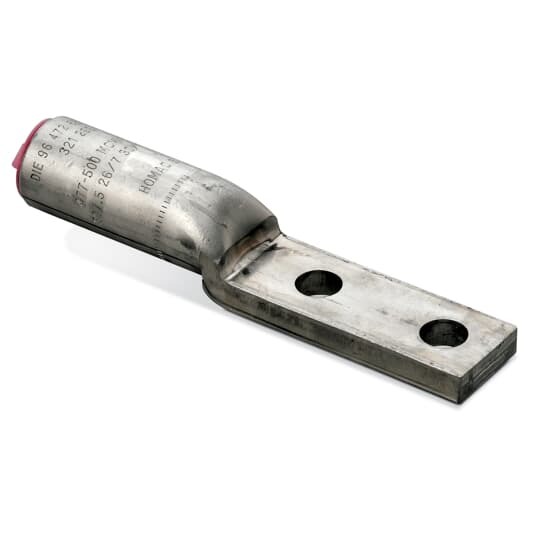 SA-8-NTN Blackburn Common Die 2-Hole Tapered Tees Compression Connector Lug, 8 AWG, 6 AWG Aluminum/Copper/Solid/Stranded Conductor, Die Code: TU, 52, BG, 243, 5/8, CSA22, 1/2 in Stud, Aluminum