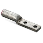 Tin-Plated Aluminum Compression Lug for Aluminum and Copper Terminations, Two-Hole NEMA Pad, Wire Range 795-800 kcmil Stranded AL-CU, 795(36/1) ACSR.  Installing dies 140H, 301, 342, 724, 1 1/2, 39ART. Length 8-9/16 inch.  Pad 1-19/32 inch wide x 3-21/32 inch long x 9/16 inch thick, (2) 9/16 inch diameter holes on 1-3/4 inch center, uses 1/2 inch Bolt.  Barrel 3-19/32 inch.  Oxide Inhibitor.  Light Blue Cap.