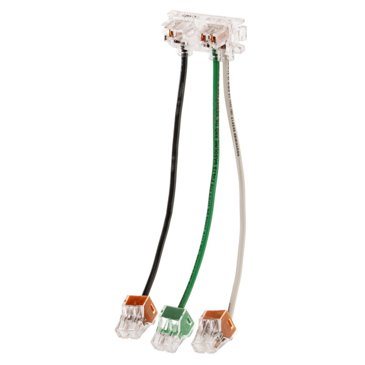 SNAP1RAM2 Grounding Right Angled Stranded Standard Pigtailed Connector With Push-In Connector and 6 in Leads, 3 12 AWG Solid Wire, For Use With Receptacle, Polycarbonate