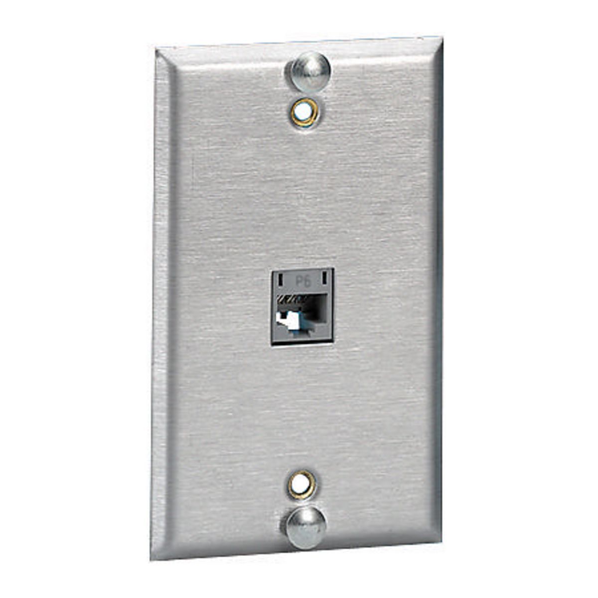 SP6F Cat6 Standard Phone Wallplate, 1 Gangs, 4-1/2 in L x 2-3/4 in W, Stainless Steel/Composite, Box Mount