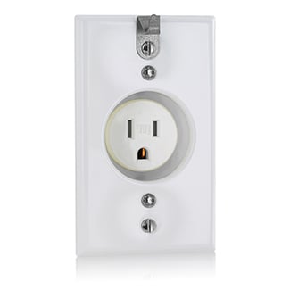 T5015-CHW Clock Hanger Single Tamper Resistant Straight Blade Receptacle, 125 V AC, 15 A, 2 Poles, 3 Wires, White
