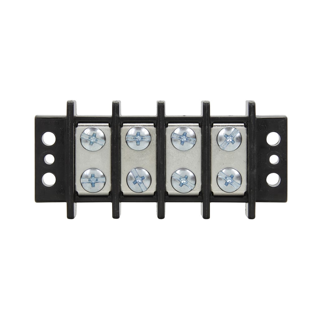 TB400-03 Double Row Terminal Block Strips and Barrier Block, 600 V, 75 A, Black