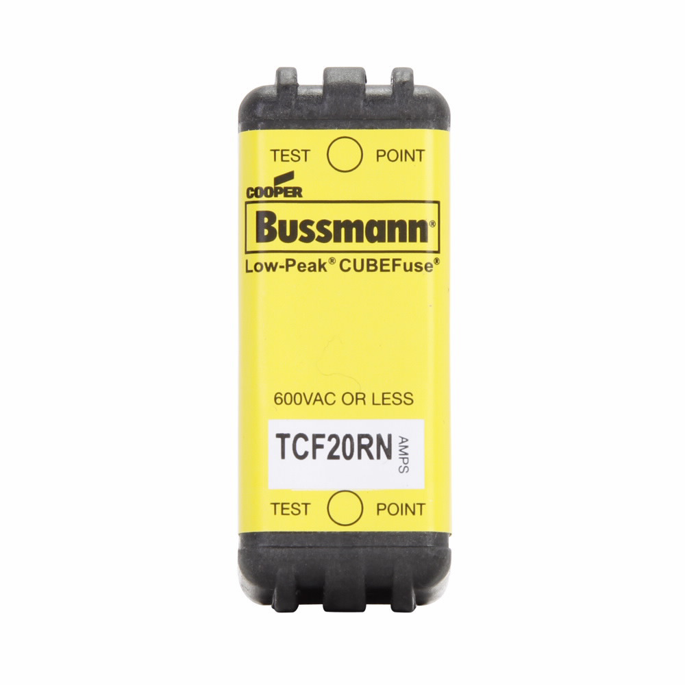 TCF20RN CUBEFuse Non-Indicating Time Delay Fuse, 20 A, 600 V AC/300 V DC, 100/300 kA Interrupt, Class: CF, Square Blade Body