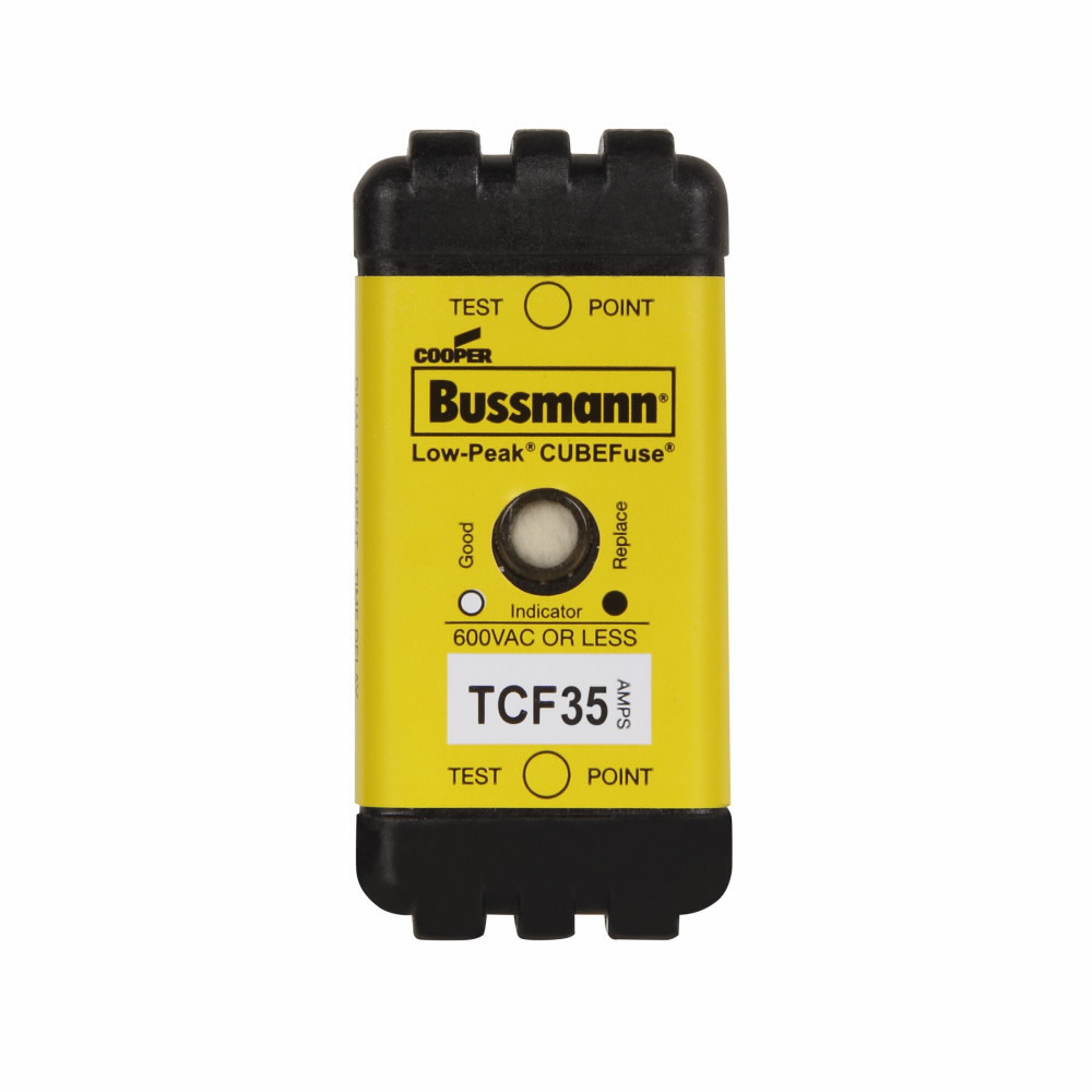 TCF35 Low-Peak CUBEFuse Non Indicating Time Delay Current Limiting Inrush Current Withstand Fuse, 35 A, 600 V AC/300 V DC, 300/100 kAIC Interrupt, Class: CF, Square Body