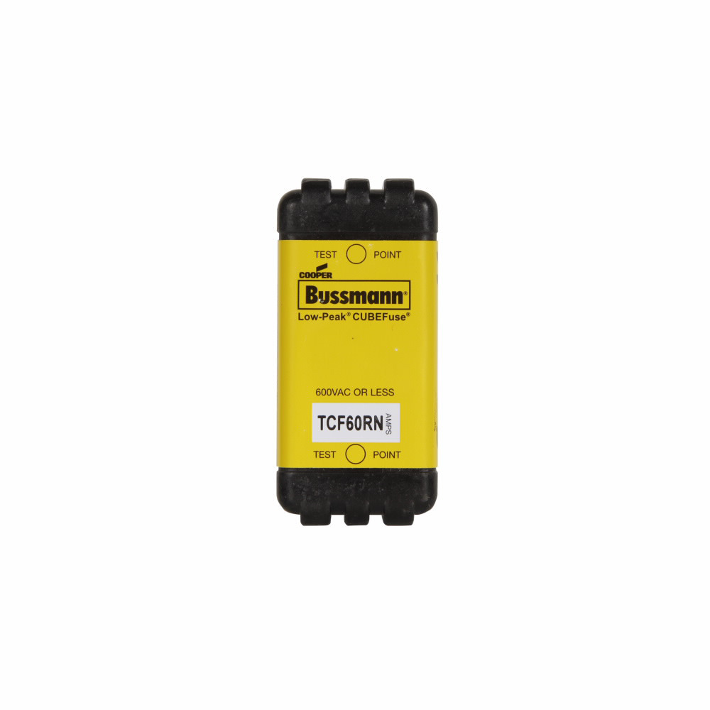 TCF60RN CUBEFuse Low-Peak Finger Safe Inrush Current Withstand Non-Indicating Time Delay Fuse, 60 A, 600 V AC/300 V DC, 100/300 kA Interrupt, Class: CF, Square Blade Body