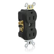TCR15-E Duplex Self-Grounding Tamper Resistant Straight Blade Receptacle, 125 V AC, 15 A, 2 Poles, 3 Wires, Black