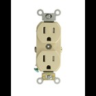 15A-125V 2-Pole 3-Wire Tamper Resistant Duplex Receptacle Side Wired Self Grounding Commercial Grade - Ivory