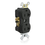 TCR20-E Duplex Self-Grounding Tamper and Weather Resistant Straight Blade Receptacle, 125 V AC, 20 A, 2 Poles, 3 Wires, Black