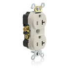 20A 125V  NEMA 5-20R 2P 3W Tamper-Resistant. Narrow Body Duplex Receptacle. Straight Blade. Commercial Grade. Self Grounding. Side Wired. Steel Strap - Light Almond