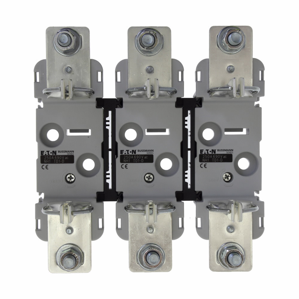 TD1-D DIN Rail Mount Fuse Base, For Use With NH1 Fuse Link, Low Voltage Fuses, 3-Pole, 690 V, 250 A, Thermoplastic