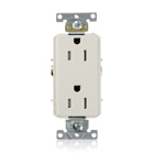 Receptacle, Tamper Resistant, Decora, 2-pole 3-wire, Nema 5-15r, 15a-125v, Back And Side Wired. Commercial Spec Grade, Self Grounding  Triple-Combination-Head Screws-Ivory