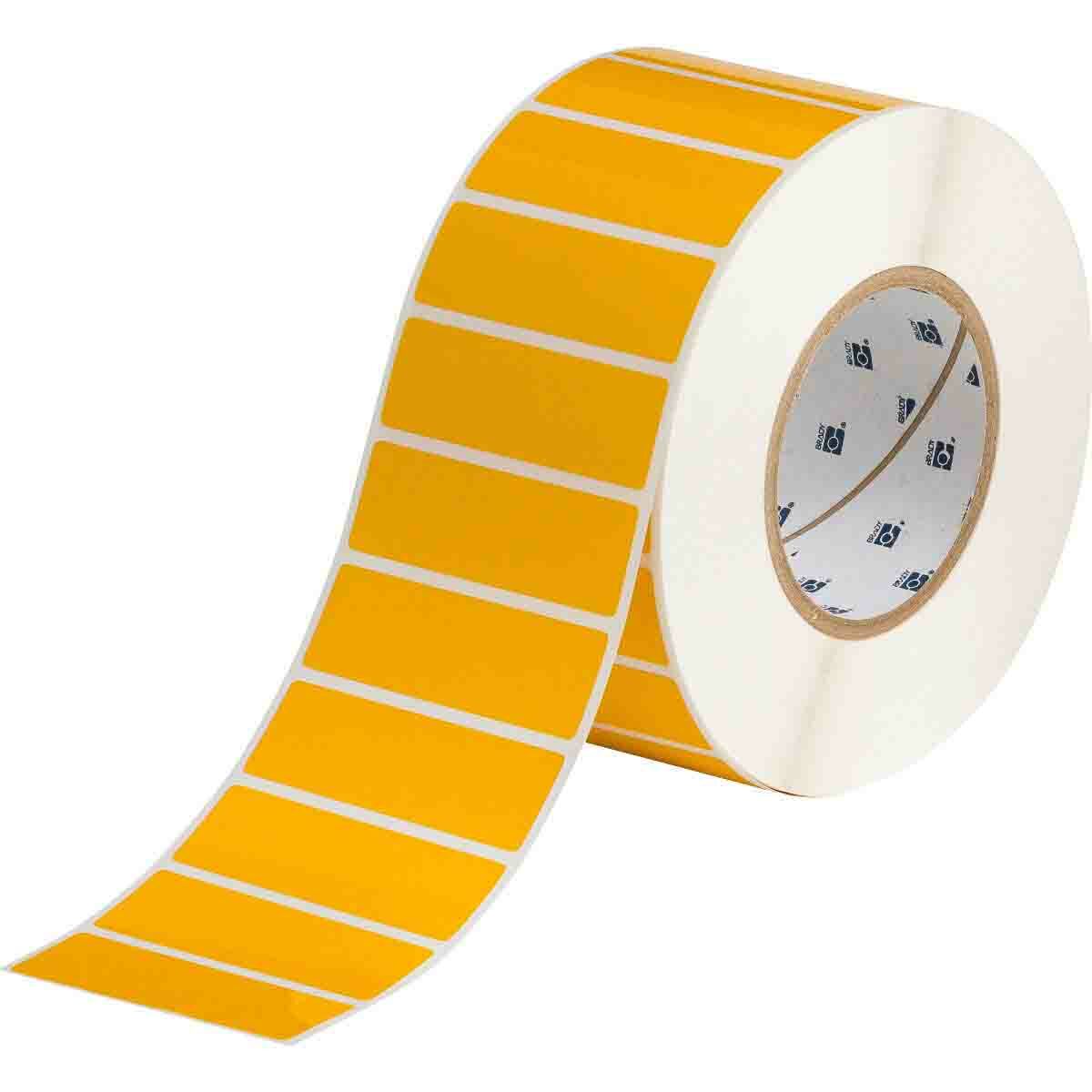 THT-18-423-3-YL Rectangular Thermal Transfer Label, 1 in L x 3 in W, Blank Legend, White/Yellow, B-423Y Polyester