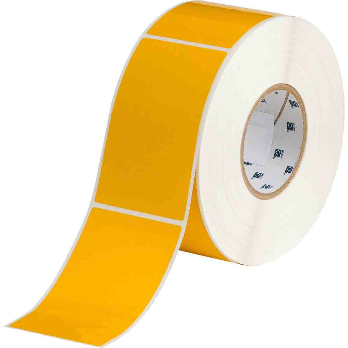 THT-20-423-1-YL Rectangular Thermal Transfer Label, 1/4 in L x 3/4 in W, Blank Legend, White/Yellow, B-423Y Polyester