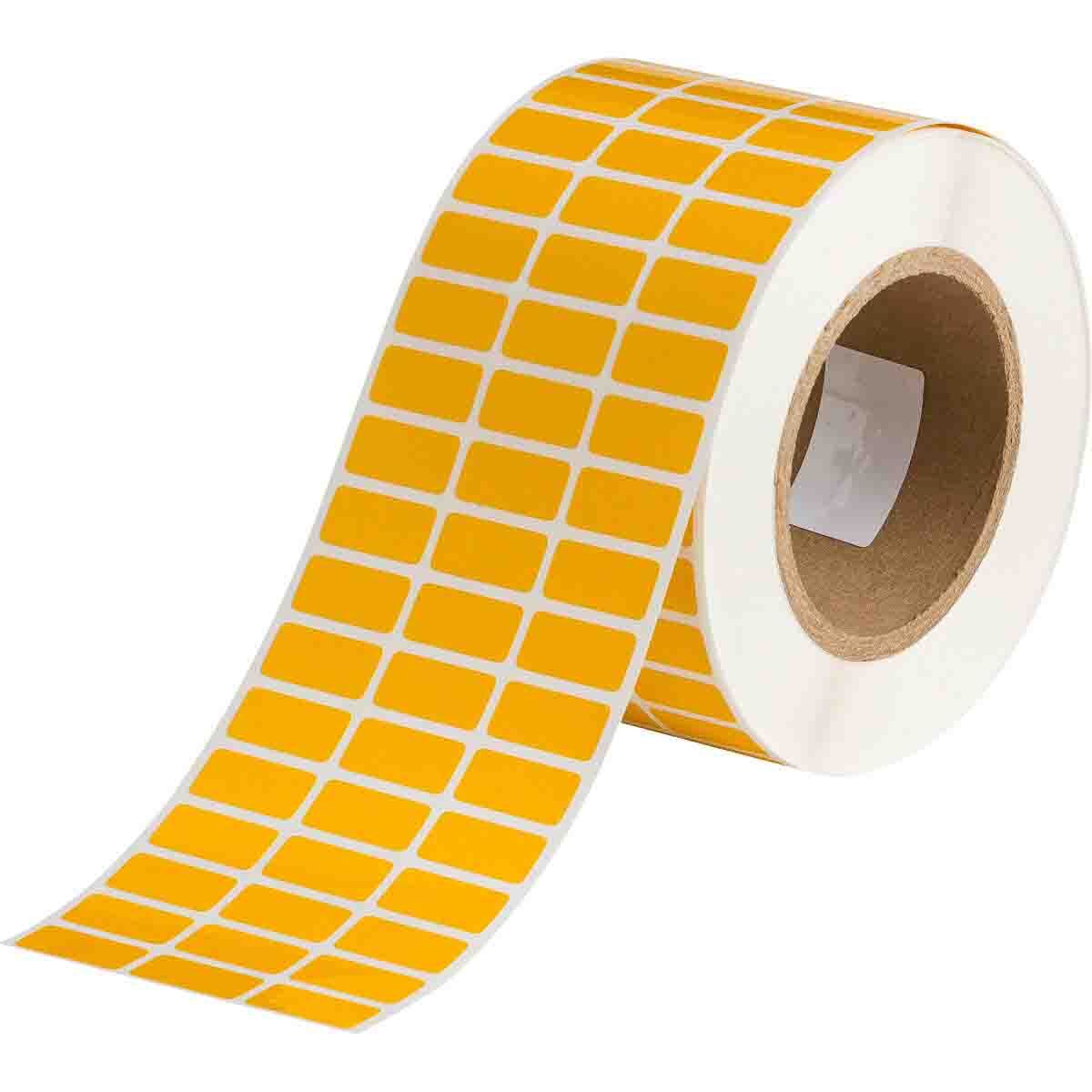 THT-5-423-10-YL Rectangular Thermal Transfer Label, 1/2 in L x 1 in W, Blank Legend, White/Yellow, B-423Y Polyester