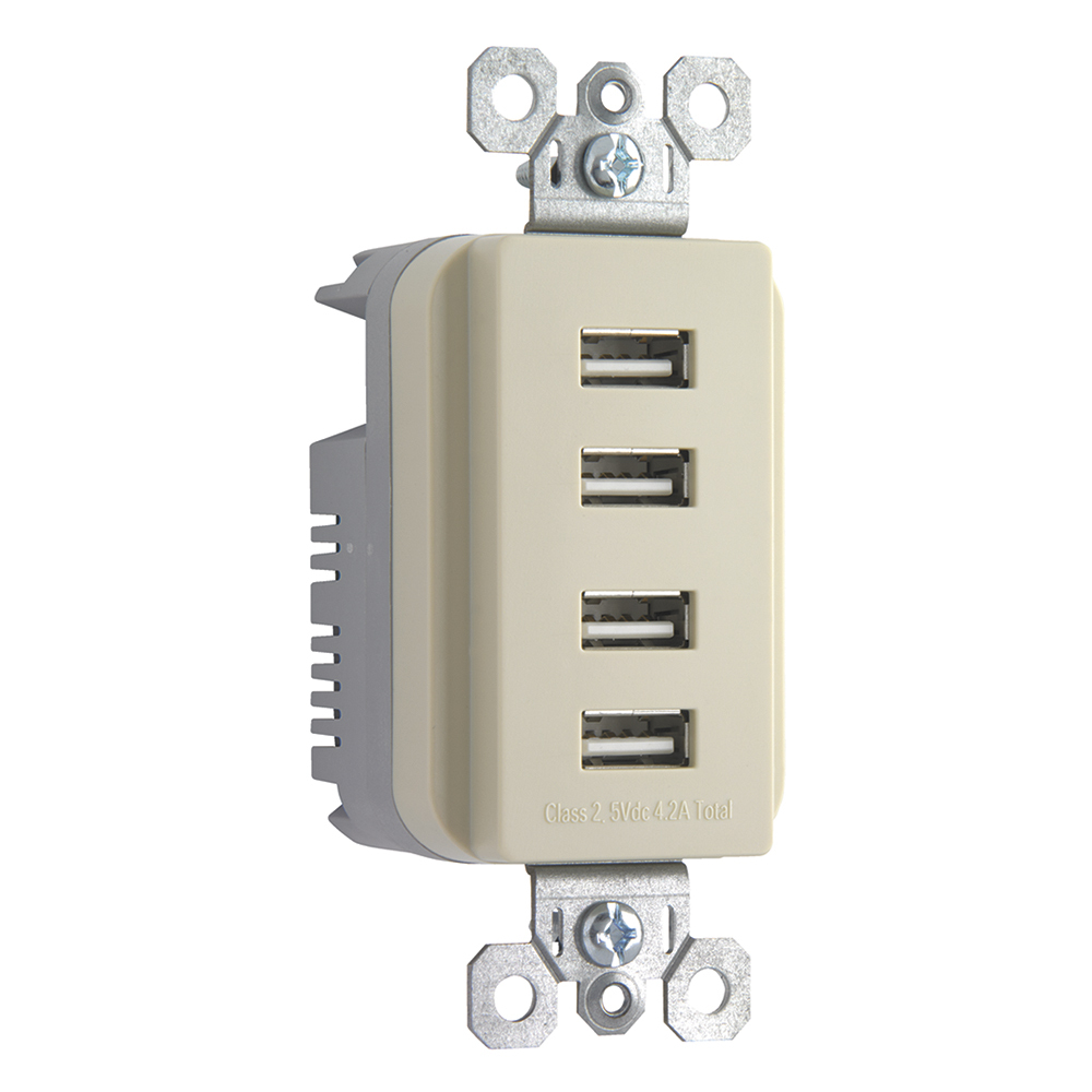 TM8USB4ICC6 radiant Quad USB Charger, Ivory