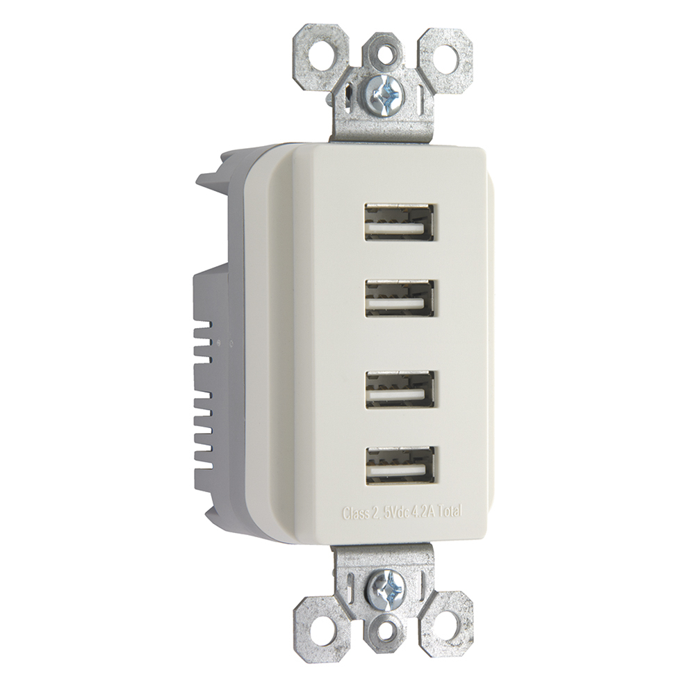 TM8USB4LACC6 radiant Quad USB Charger, Light Almond