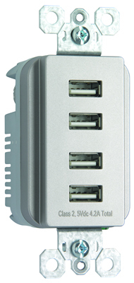 TM8USB4NICC6 radiant Quad USB Charger, Nickel