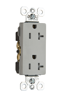 TR26352GRY CML TR DECO REC 20 Amp125V B+S WIRE GRY