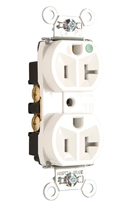 TR8300HGRY 20 Amp 125V Hospital-Grade Compact Duplex Receptacle, Back and Side Wire, Gray