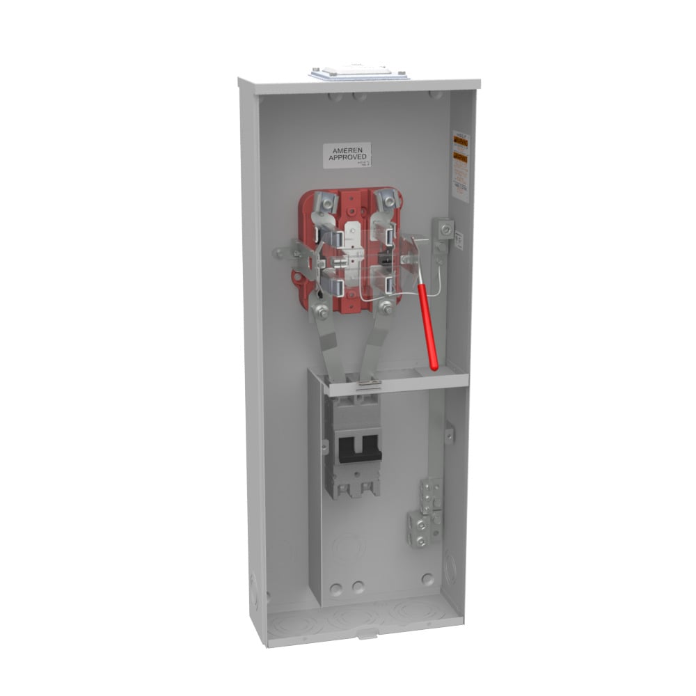 U3791N-RXL-100-5T9-AMS Single Position Meter Socket, 200 Amp, 1 Phase, Ringless, Lever, 5 Term, OH, UG, 240V