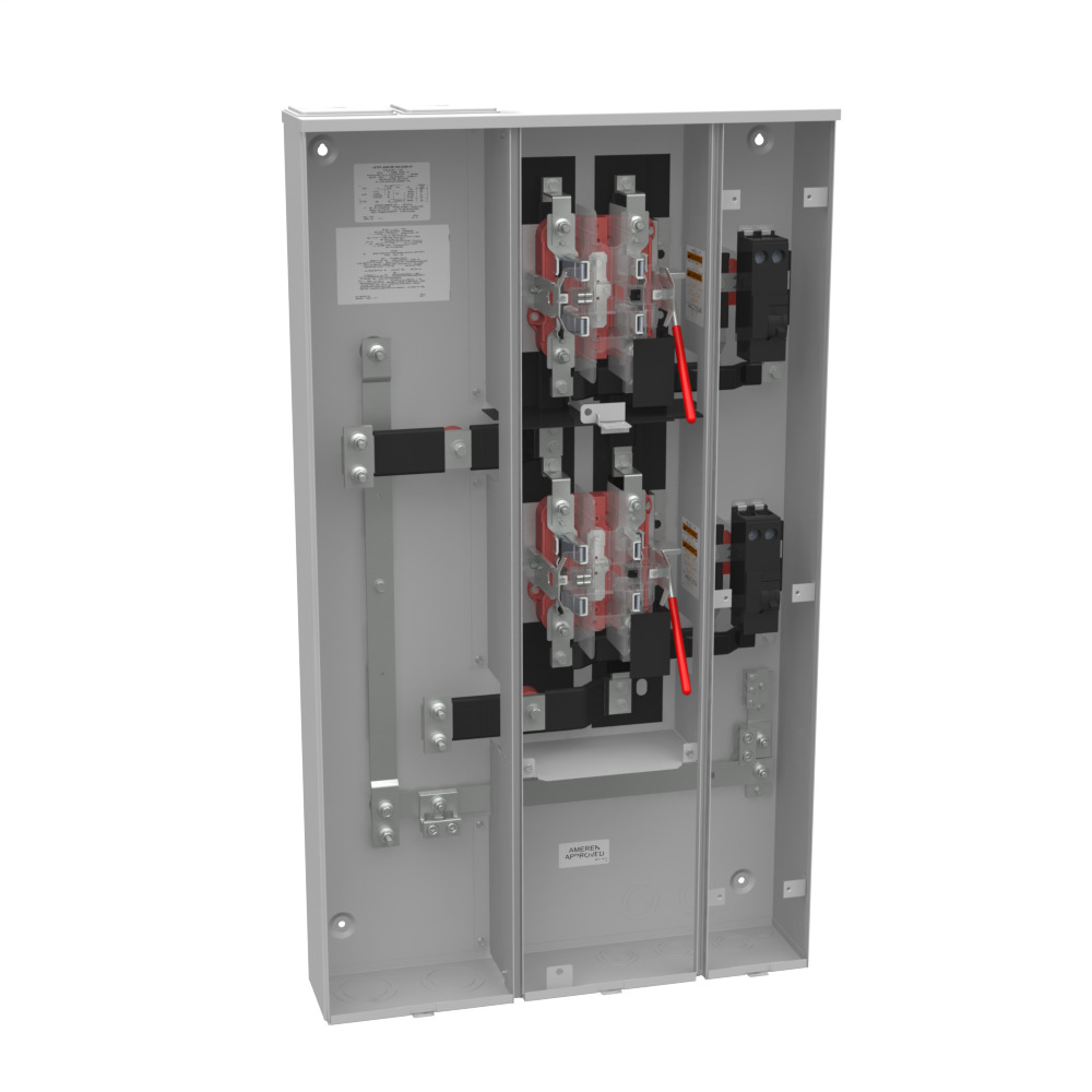 U4372-XT-5T9-AMS Meter Socket with Main Breaker, 200 Amp, 1 Phase, Ringless, Lever, 5 Term, 2 Position, OH, UG, 240V
