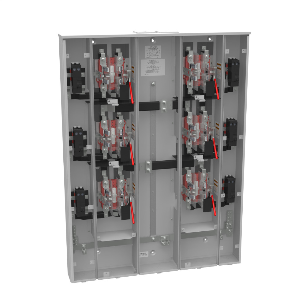 U4376-XT-5T9-AMS 5 Term, Ringless, 2 Large Closing Plate, Lever Bypass, 6 Position, 6-200 Amp, Main Breaker Provision, 5th Term 9 Oclock Position, Ameren