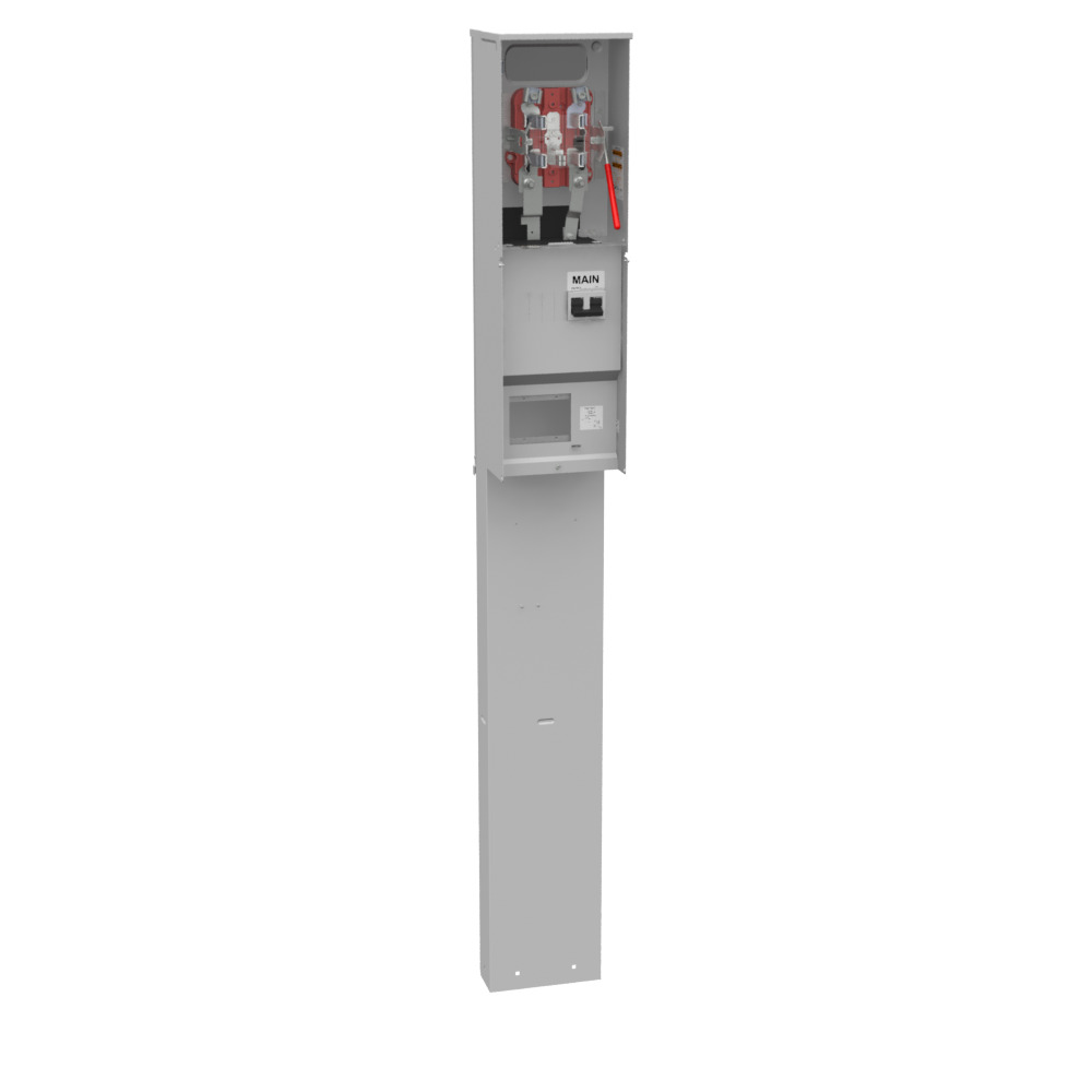 U5701-O-200S-5T6-AMS 5 Term, Ringless, Plain Top, Lever Bypass, 1-200 Amp, Main Breaker, Single Pedestal, 5th Term 6 Oclock Position, Single Pedestal Direct Bury, Ameren