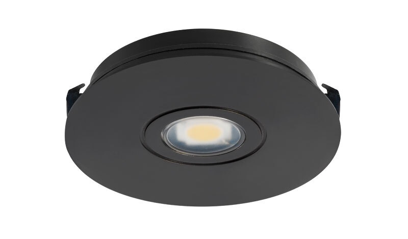 USTLR1 30K 80CRI BL Round Under Cabinet Light, (1) Lamp, 12 VAC, Black Housing