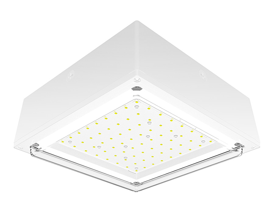 VANLED75W Vandalproof Canopy Lighting, 76 W Fixture, 120/208/240/277 V AC, White/Polyester Powder Coated Housing