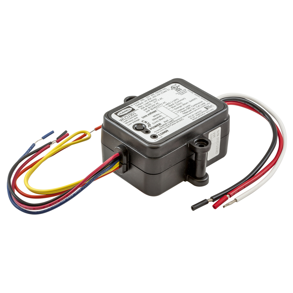 WLCU301 Wireless 1-Relay Adjustable Control Unit, 120/277 VAC, 20 A, 1 hp at 120 VAC/2 hp at 240/277 VAC Power Rating, 4 in L x 3.4 in W x 1.73 in H