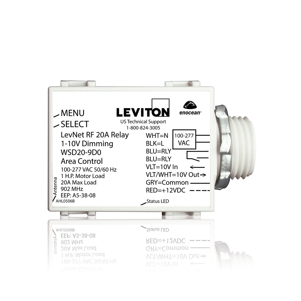WSD20-9D0 LevNet RF Wireless Dimming Fixture Controller, 120/277 V AC, 20 A, 1 Poles