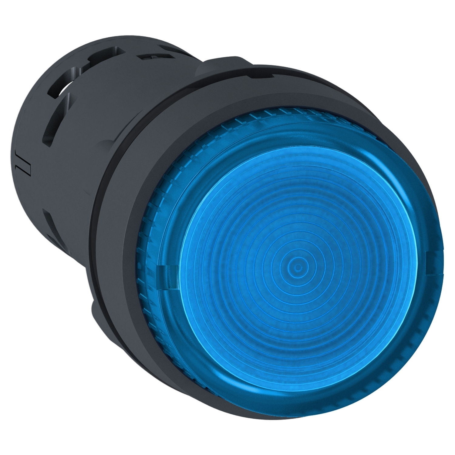 XB7NW36B1 Harmony Monolithic Round Unmarked Illuminated Pushbutton With Plain Lens, 22 mm, 1NO Contact, Slow Break Contact, Blue