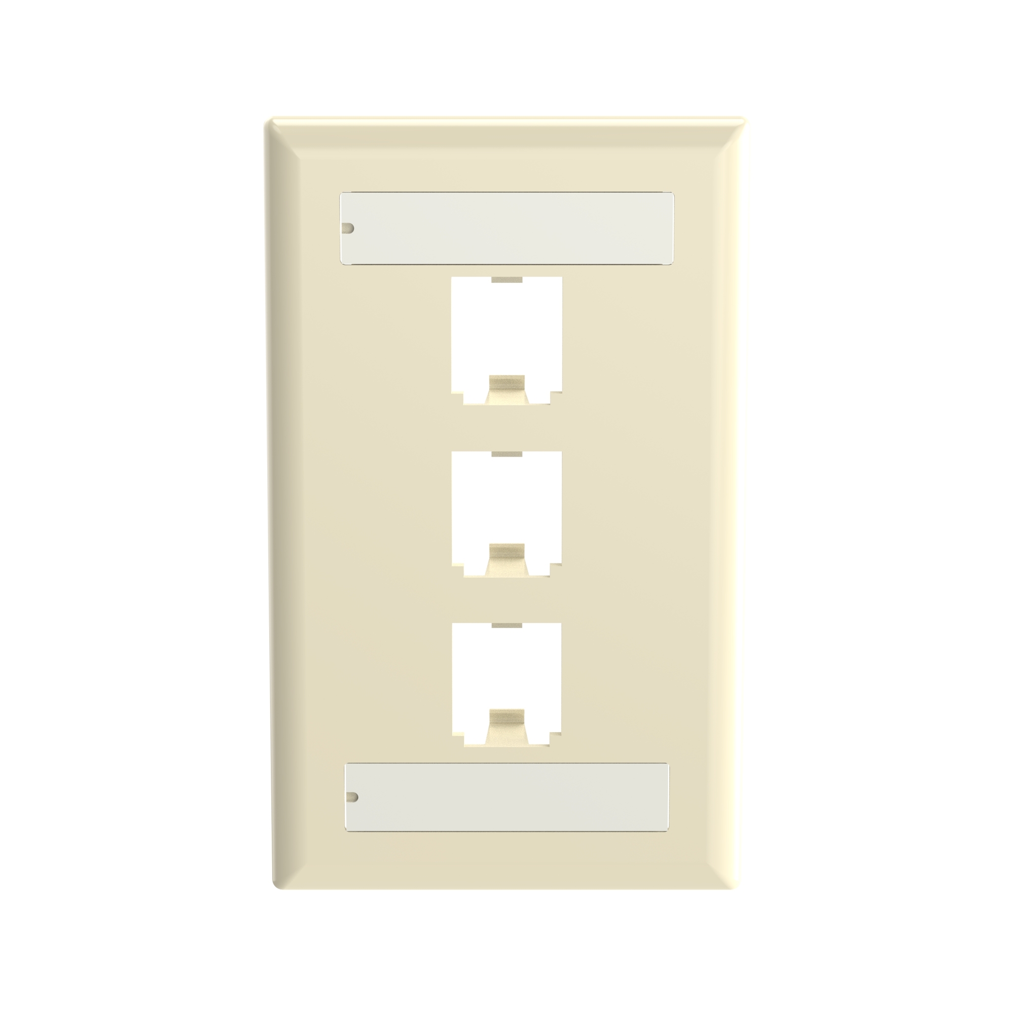 CFPL3EIY Mini-Com Classic Series Flat Vertical Faceplate With Labels, 1 Gang, 3 Ports, Module, Fastened Mount, ABS