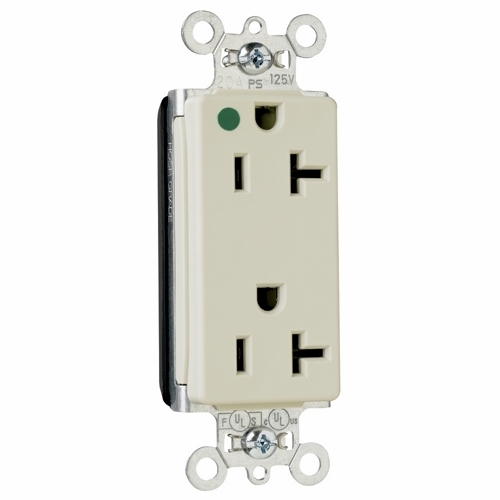 PT26362HGI PlugTail 20 Amp 125V Hospital-Grade Decorator Duplex Receptacle, Ivory
