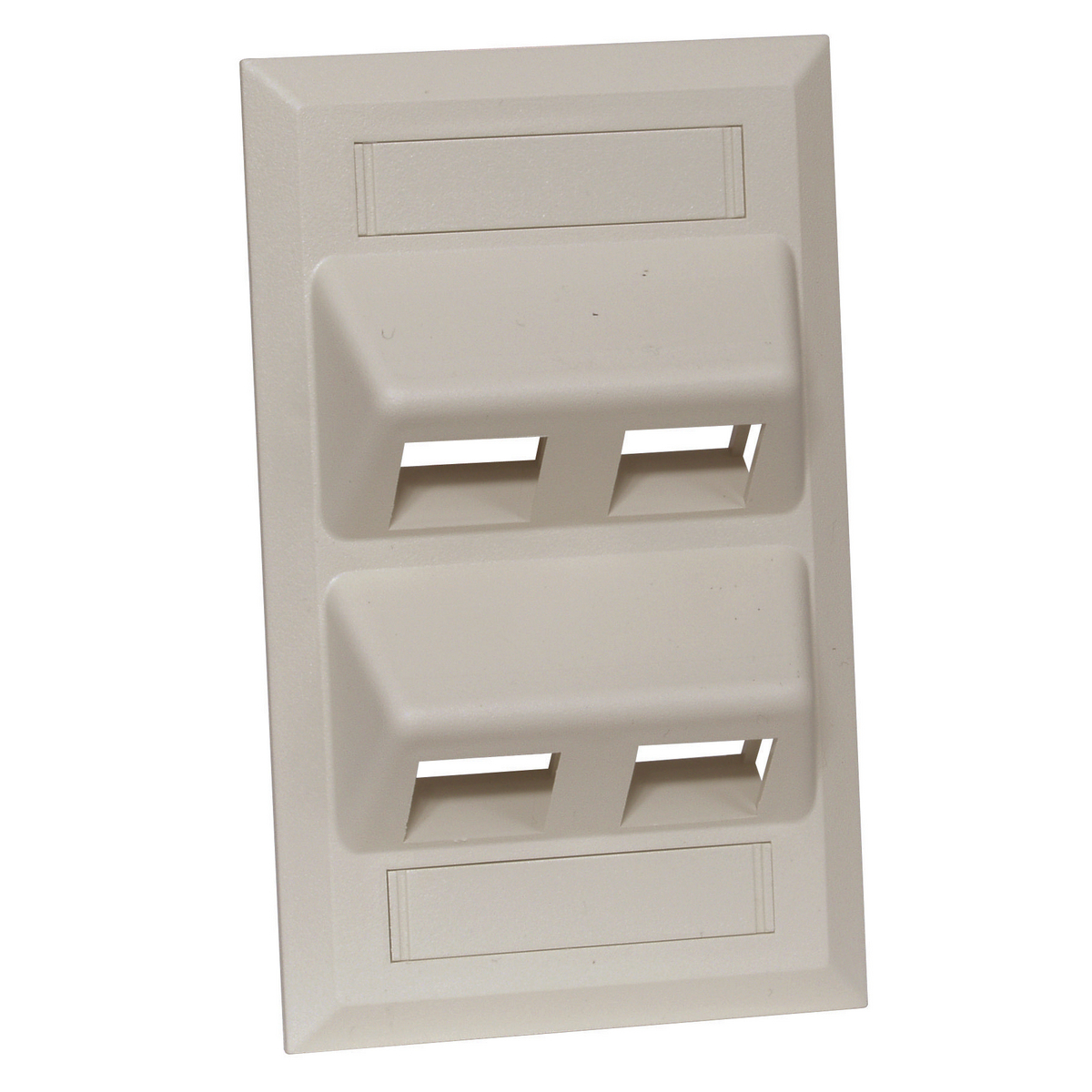 AFP14E Keystone Angled Molded Rear Load Faceplate, 1 Gangs, 4 Ports, 45 deg Jack/Audio/Video Module, Fastened Mount, ABS