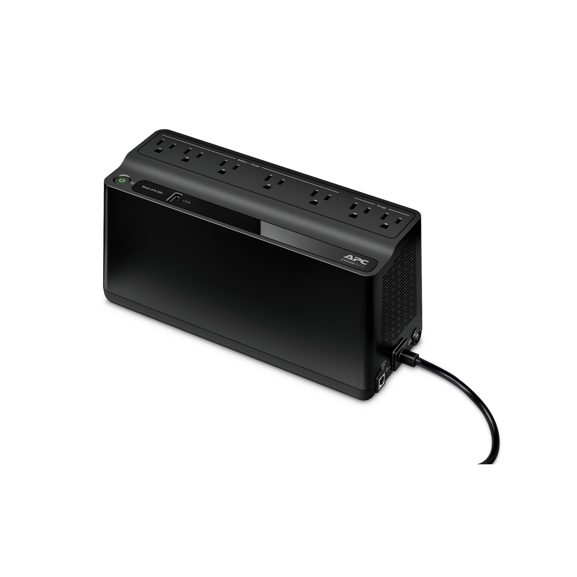 BE600M1 Back-UPS, 120 V AC Input, 120 V AC Output, 330 W Power Rating, 4.3 hr Backup, 7 Outlets