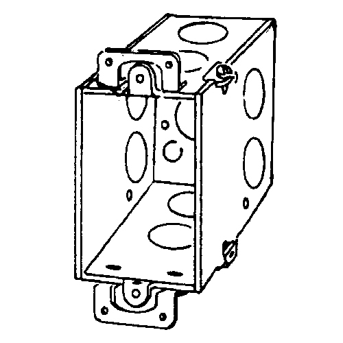 336 Square Corner Gangable Switch Box, Steel, 18 cu-in Capacity, 1 Gangs, 9 Knockouts