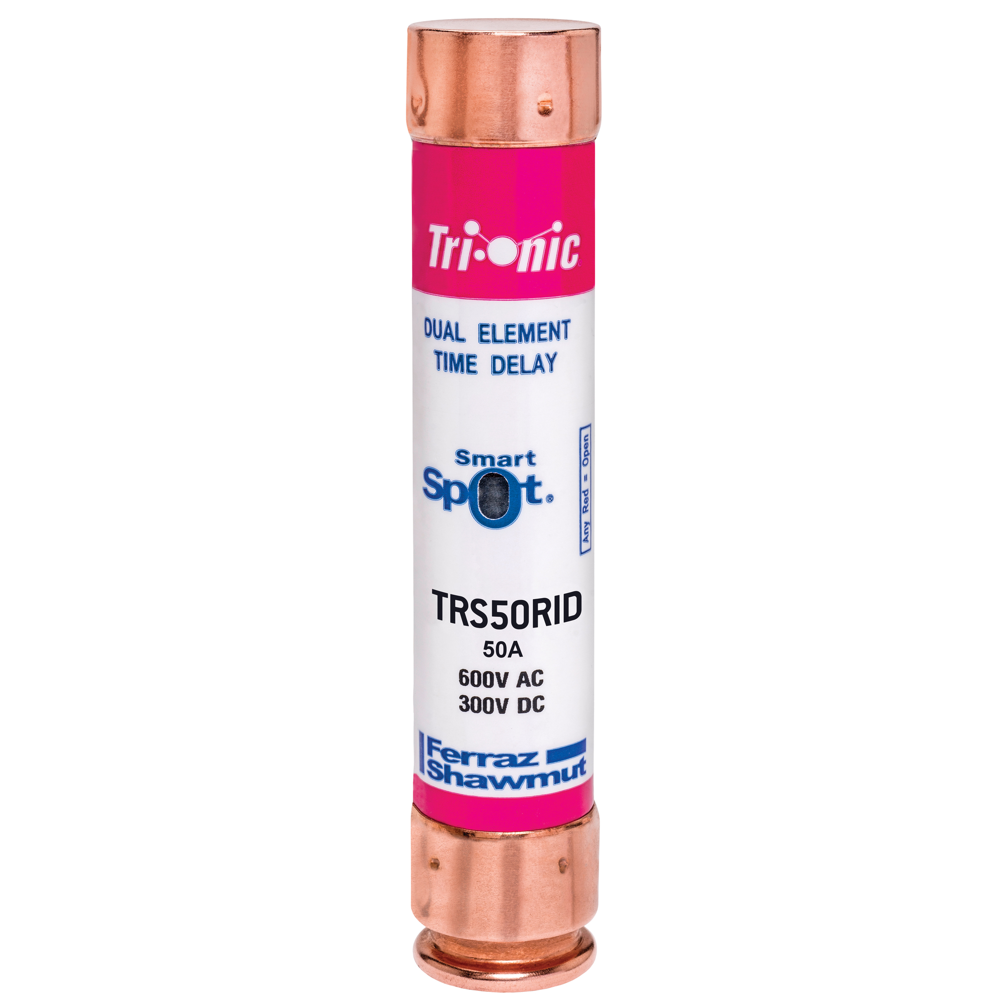 Fuse TRS-R - Class RK5 - Time-Delay 600VAC 300VDC 50A Ferrule SmartSpot