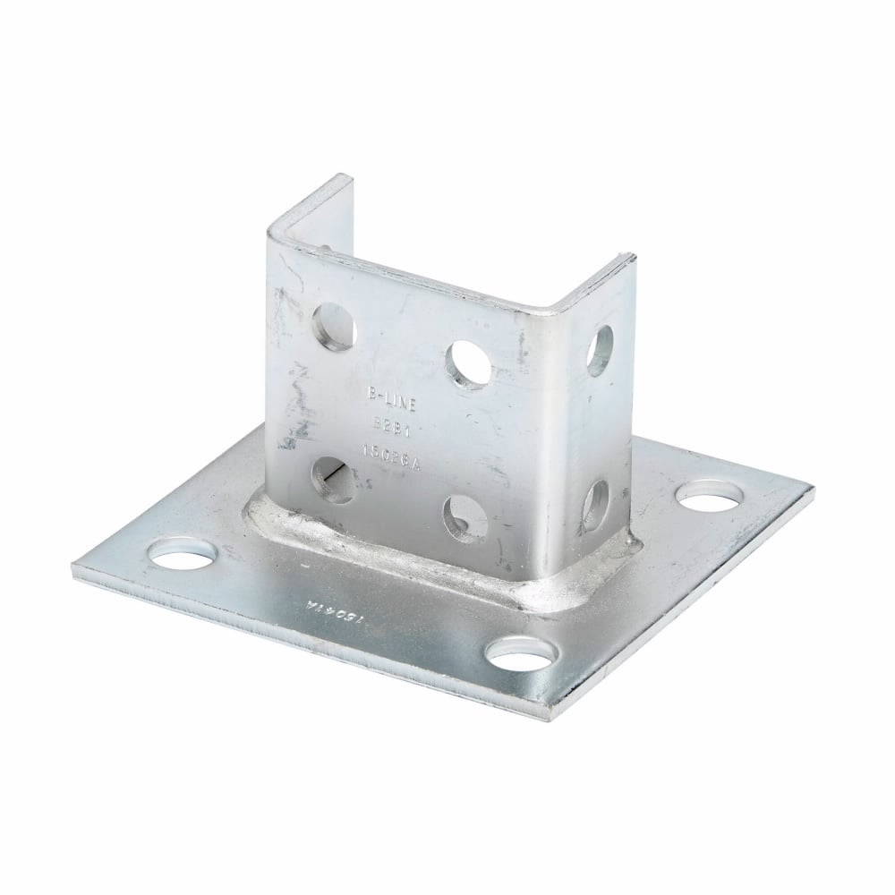 B281SQHDG Square Post Base, Centered Channel Position, 3-1/2 in H Base, For Use With 1-5/8 x 1-5/8 in B22A, B22B and B22C Series Side by Side Channel, Steel