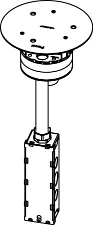 AV3STC Multi-Service Poke-Through Stem Assembly With Disposable Plate, 4 in Hole, 2 Gangs, 7 in Cover, Metal