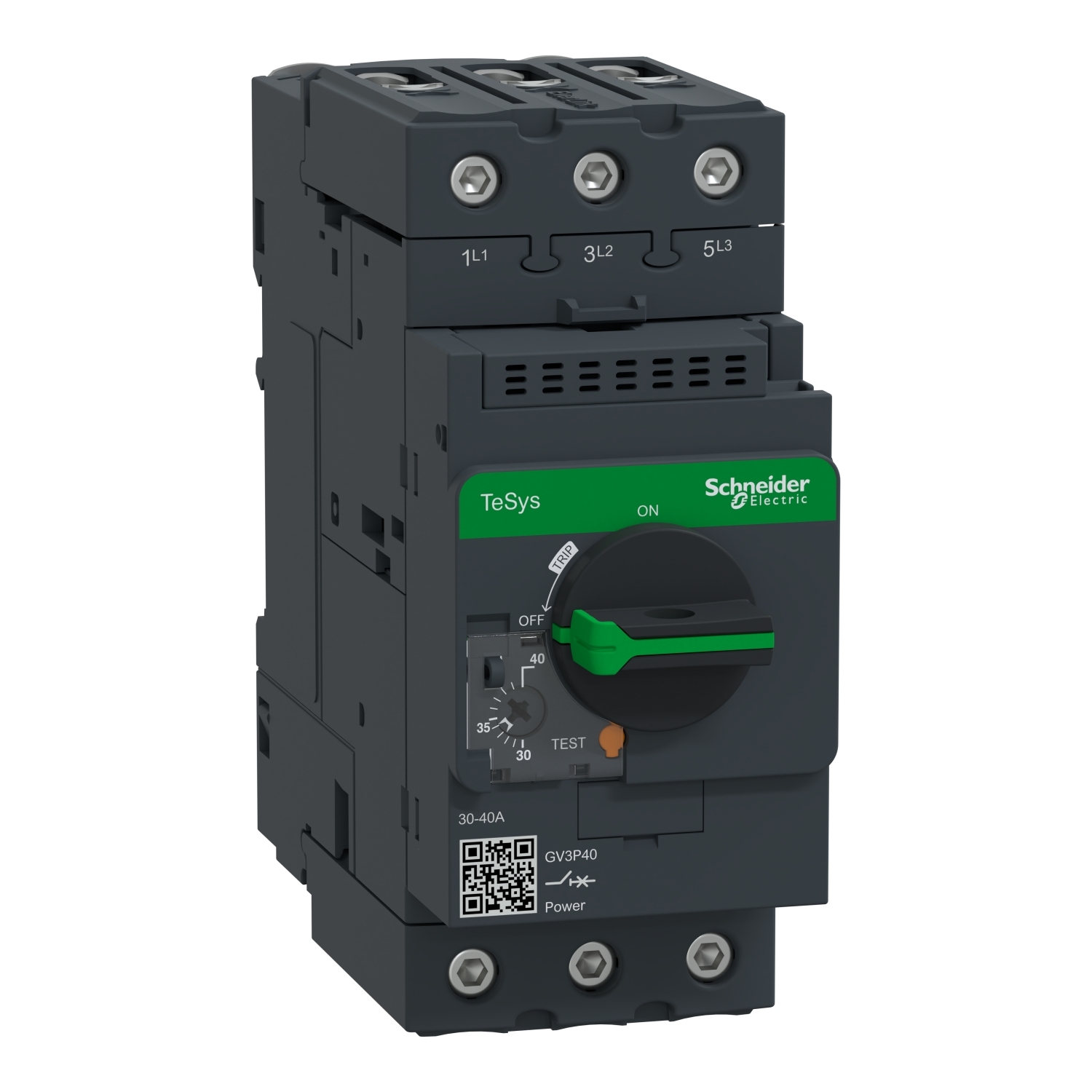 GV3P40 GV3 Type GV3P Non-Reversing Manual Motor Starter, 3 Poles, IP20 Enclosure