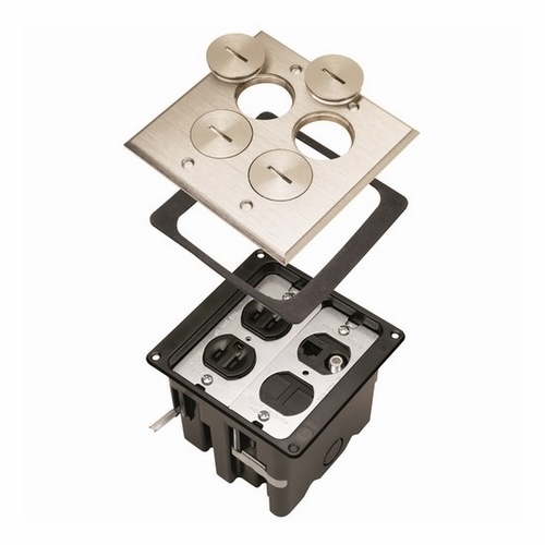 FB2TRDRKS4N  Floor Box Assembly - Two Gang for Wood Sub-Floors